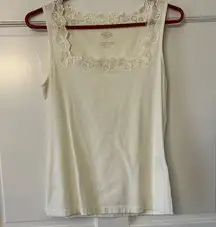 Talbots White Lace Trim Tank Top
