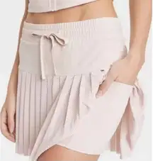 [Joy Lab] Beige Mesh Pleated High Rise Built-In-Shorts Tennis Mini Skirt Size XL