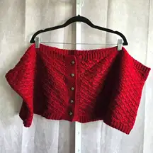 Knitted Button Shoulder Wrap One Size