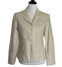 Isaac Mizrahi Women's Size 6 Blazer Jacket Metallic‎ Gold Linen Blend Button