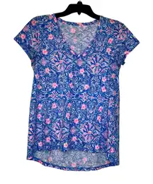 Lilly Pulitzer Etta V-neck Blue Peri Takin it Easy top size XS