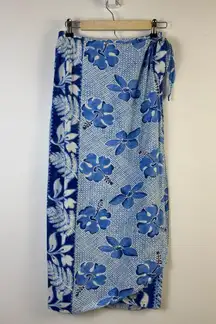 Jams World Tahiti Sarong Skirt Small W812-TAHI Blue Floral Rayon Wrap Hawaii