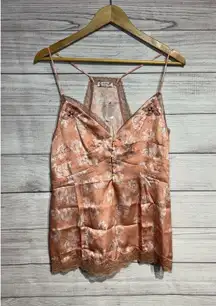 NEW FREE PEOPLE INTIMATELY PEACH/PINK EMBROIDERED SATIN SLEEP CAMI SMALL LACEY