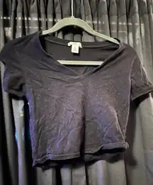 V Neck Cropped T shirt