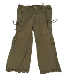 Old Navy Cargo Pants Women 18 Olive Low Rise Y2K Baggy Skater Wide Leg