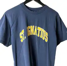 Vintage St Ignatius School T Shirt Blue Medium M USA Graphic Tee Solid Logo