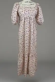 Fourteenth Place Purple Floral Print‎ Square Neck Midi Dress Puff Sleeve L