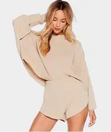 Nasty Gal Knits Bound To Happen Sweater Shorts Lounge Set