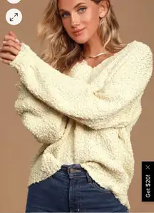 Distressed Cream Sweater