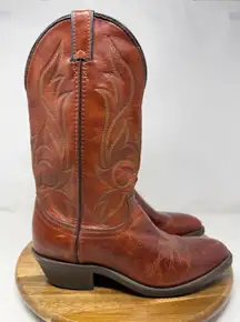 Laredo Women's Western Cowboy Boots Brown Leather Stitching Square Toe Size 7.5B