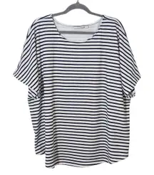 Belle Beach Striped Navy and White T-Shirt Size 2X Plus Size Navy Striped Top