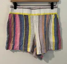 BP Linen Blend‎ Multicolor Vertical Striped High Waist Pull On Shorts Size S