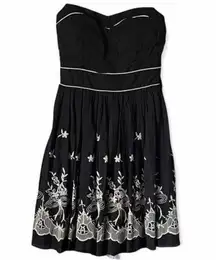 Sequin Hearts Strapless Embroidered Black Dress Junior 5