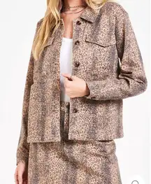 Leopard Cheetah Print Jacket Coat Denim Jacket Trendy