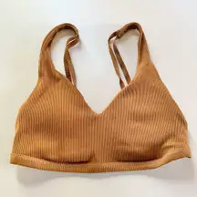 Aerie Offline Brown Ribbed Strappy Sports Bra Bralette US Medium
