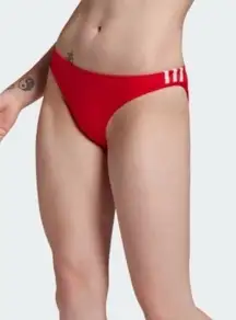 ADIDAS Red Classic Hipster 3-Stripes Bikini Bottom