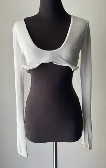 Tiger Mist sz M long‎ sleeve plunge futuristic top