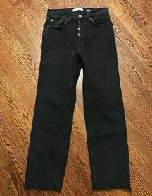 Redone Black High Waisted Straight Leg Jeans