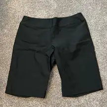 Elastic Waist Black Dress Pant Shorts