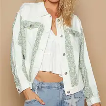 Carenda Long Sleeve Denim Patch Jacket Top