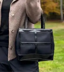 Yves Saint Laurent YSL Black Patent & Nylon Tote Bag