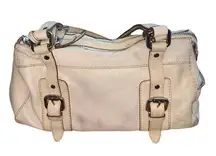 Fossil Cream Pebbled Leather Satchel Purse Bag