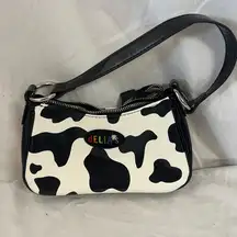 Delias Dolls Kill Cow Print Purse Mini Bag Handbag PVC Patent Leather Y2K Black