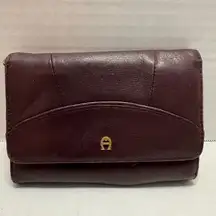 Etienne Aigner Burgundy Leather Wallet Card Holder Slim Vintage Business