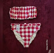 WeWoreWhat Red and White Houndstooth Bikini Set