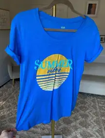 A.N.A Summer Vibes Graphic Tee Blue Casual Lightweight Scoop Neck Beach Sport