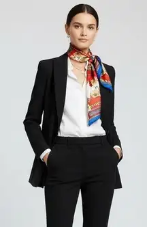 Mary Green‎ 100% Silk Scarf Red Graphic Art Print "Beware" Retro Pop Unique