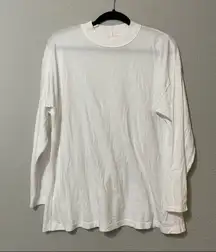 Free People White Mock Neck Long Sleeve Tee Shirt XS Oversized Casual Coastal