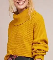 NEW Moth x Anthropologie Mustard Yellow Turtleneck Slouchy Sweater Size M
