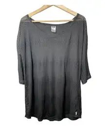 ONeill Black Swim Cover up Mesh  v-neck 3/4 sleeve Womens Medium Large