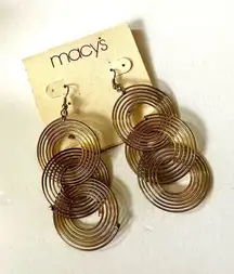 Macys gold tone circle spiral statement earrings