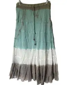 Metrowear Ombré Tie Dye Summer Maxi Lightweight Skirt Size large 100% cotton