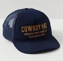 Free People Western Bohemian Cowboy Baseball Trucker Hat Marine Navy NWT HTF