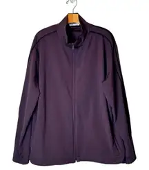 Zara Jacket Women XL Burgundy Black Trim Mock Neck Full Zip Track Jacket‎