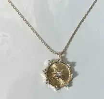 Rhinestone Coin‎ Necklace