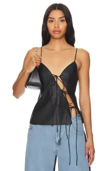 Lioness Mariah Asymmetrical Tie Cami in Onyx Black Size X-Small Gently Used