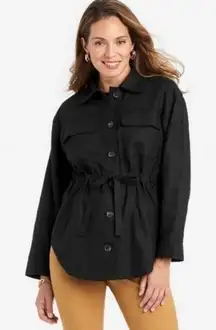 A New Day Black‎ Linen Blend Drawstring Waist Jacket Size Large