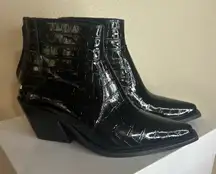 Anine Bing Black Embossed Patent leather Tania Ankle Boots Booties NEW 40/10