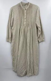 Vtg LL Bean Dobby Cotton Flannel Nightgown Pintuck Cottagecore Modest M Winter