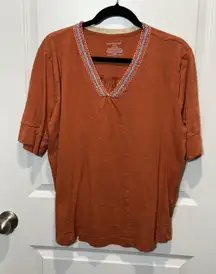 Westbound Orange Embroidered‎ Top 1X Women’s Plus Shirt Blouse