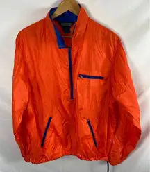 Lands End 1/4 Zip Orange Windbreaker Jacket size Medium