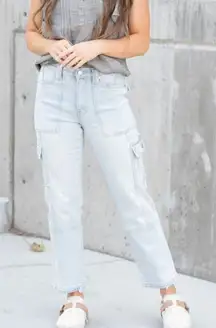 Kancan Winston high rise cargo light wash jeans 7/27