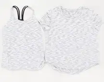 Lululemon Swiftly Tech Bundle,8, Tank+Short Sleeve Tee, White/Black Space Dye