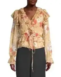 Walter Baker women’s ruffled floral top long sleeve size medium