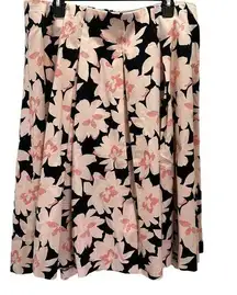 Lane Bryant Skirt Women' s Size 18 Pleated Flare Floral Cotton/Spandex Blend NEW