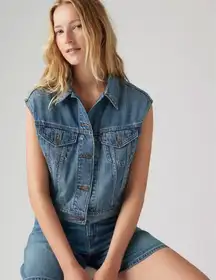 Levi's Premium L Shrunken '90s Linen+ Denim Lightweight Vest Large